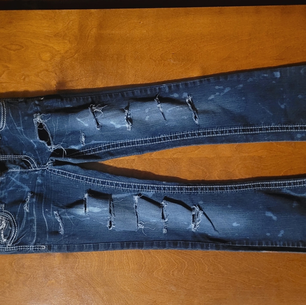 Distressed AMTHYST  Blue Jeans (Sorry About The Sideways Picture)- SIZE 5